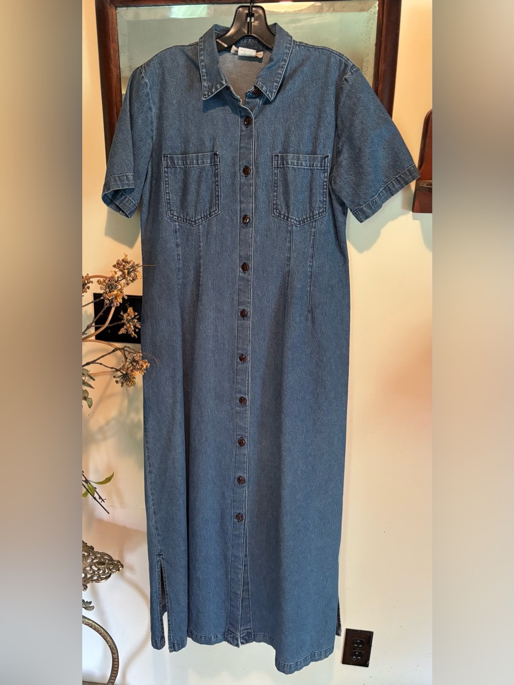 VTG SMITH & HAWKEN Denim Button-up Maxi Dress Teacher CottageCore USA Sz 10